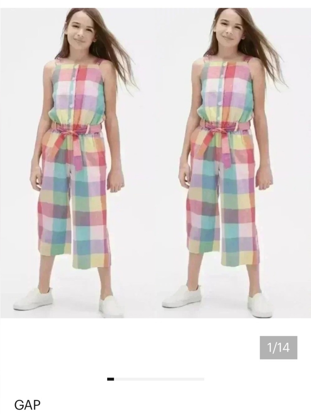GAP Kids XL (12) Plaid Jumpsuit